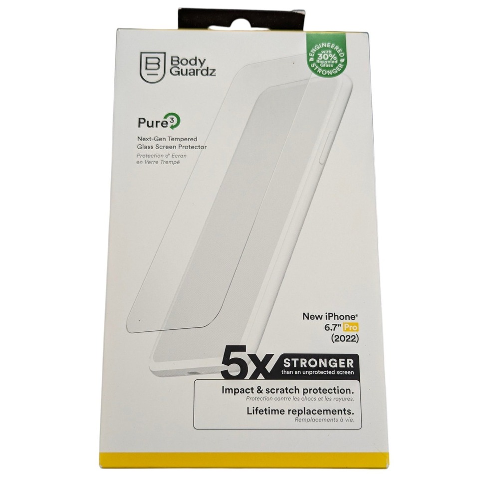 U1-N BodyGuardz Pure 3 Tempered Glass Screen Protector for iPhone 14 Pro Max
